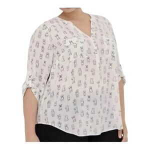Torrid Harper Georgette Dog Print Blouse